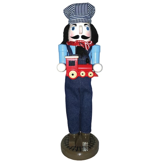 Santa's Workshop 14" Train Conductor Nutcracker By Santasworkshop | 4" x 3.5" x 14" | Michaels®